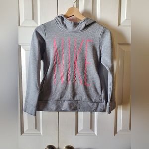 Kids Nike grey and hot pink hoodie M